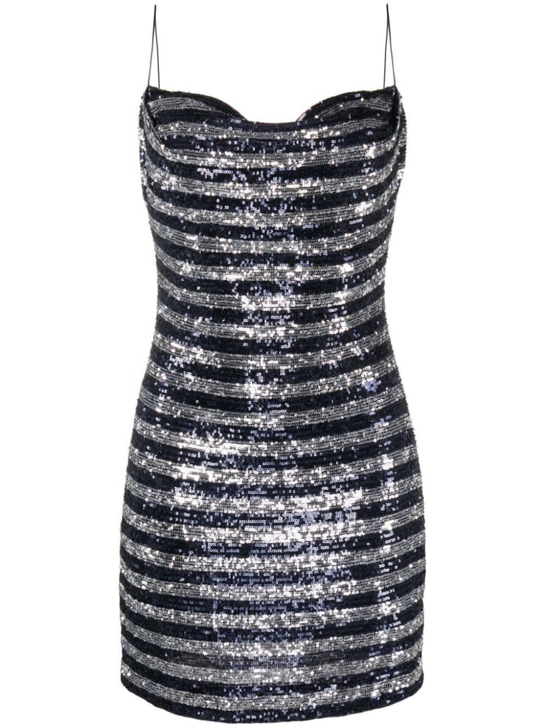 babydoll cowl neck glitter short dress by Selfnex