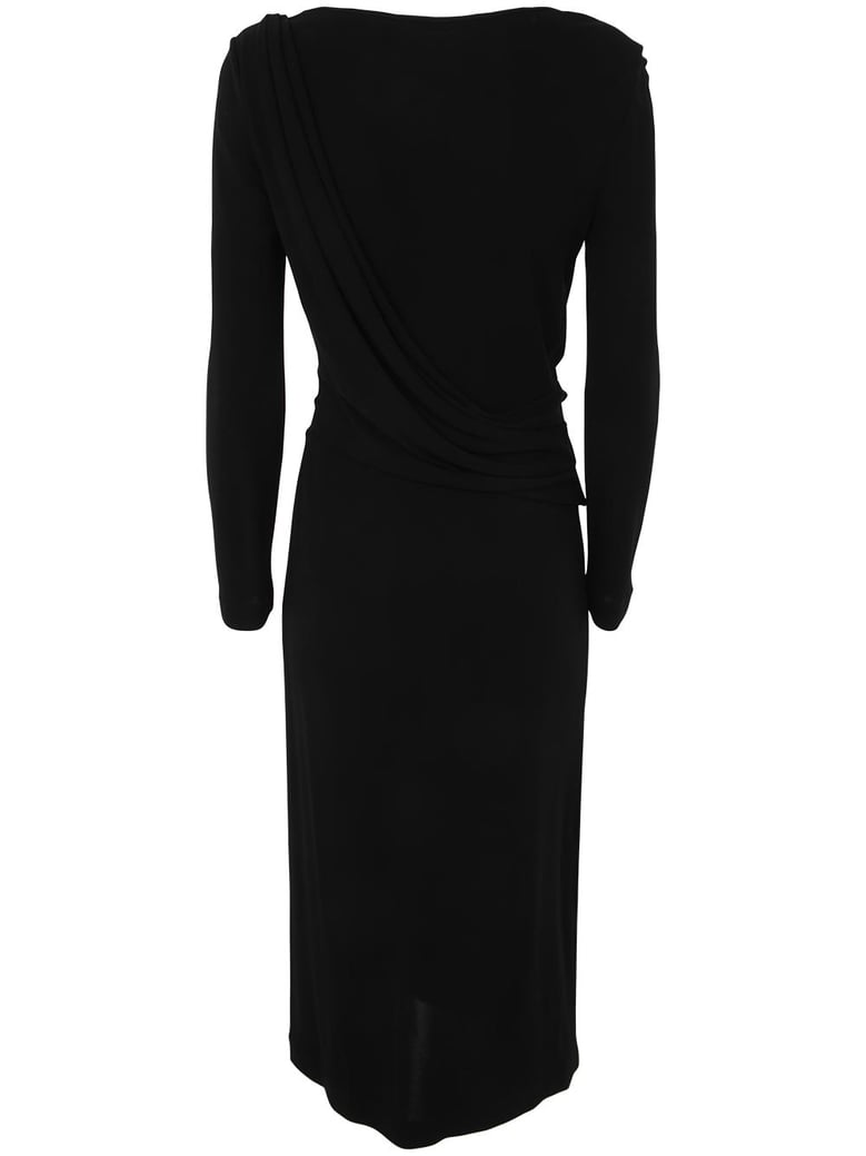 long sleeves v neck midi dress by Selfnex