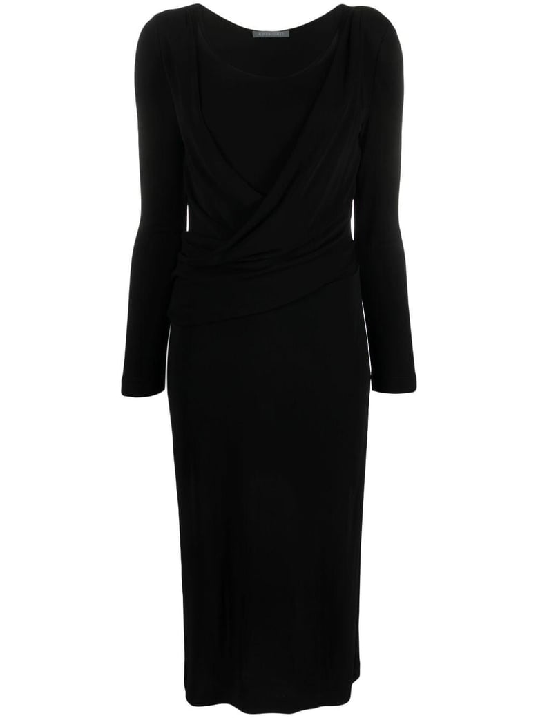 long sleeves v neck midi dress by Selfnex