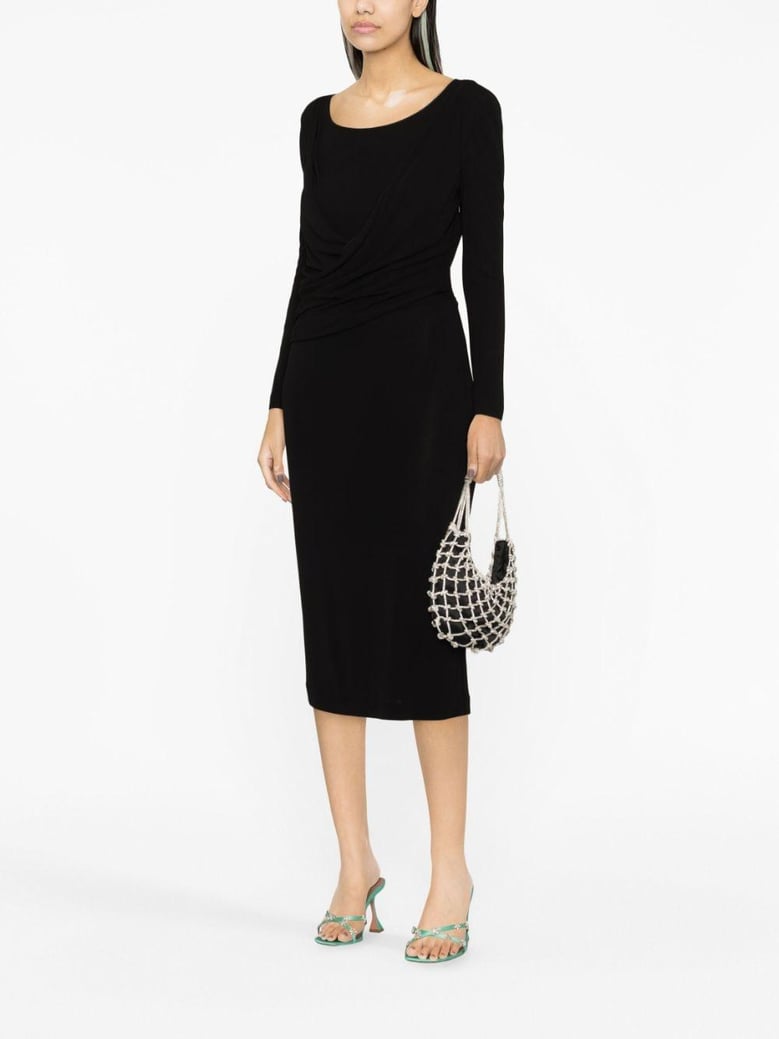 long sleeves v neck midi dress by Selfnex