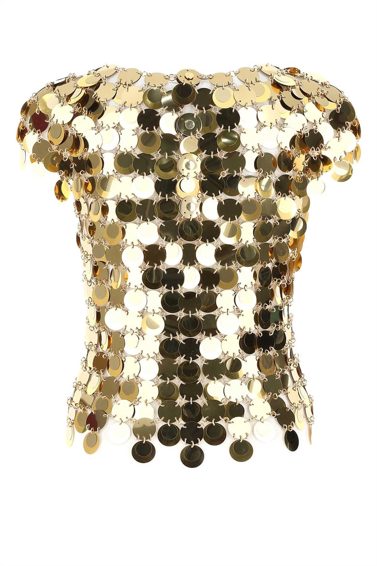 gold sequins top by Selfnex