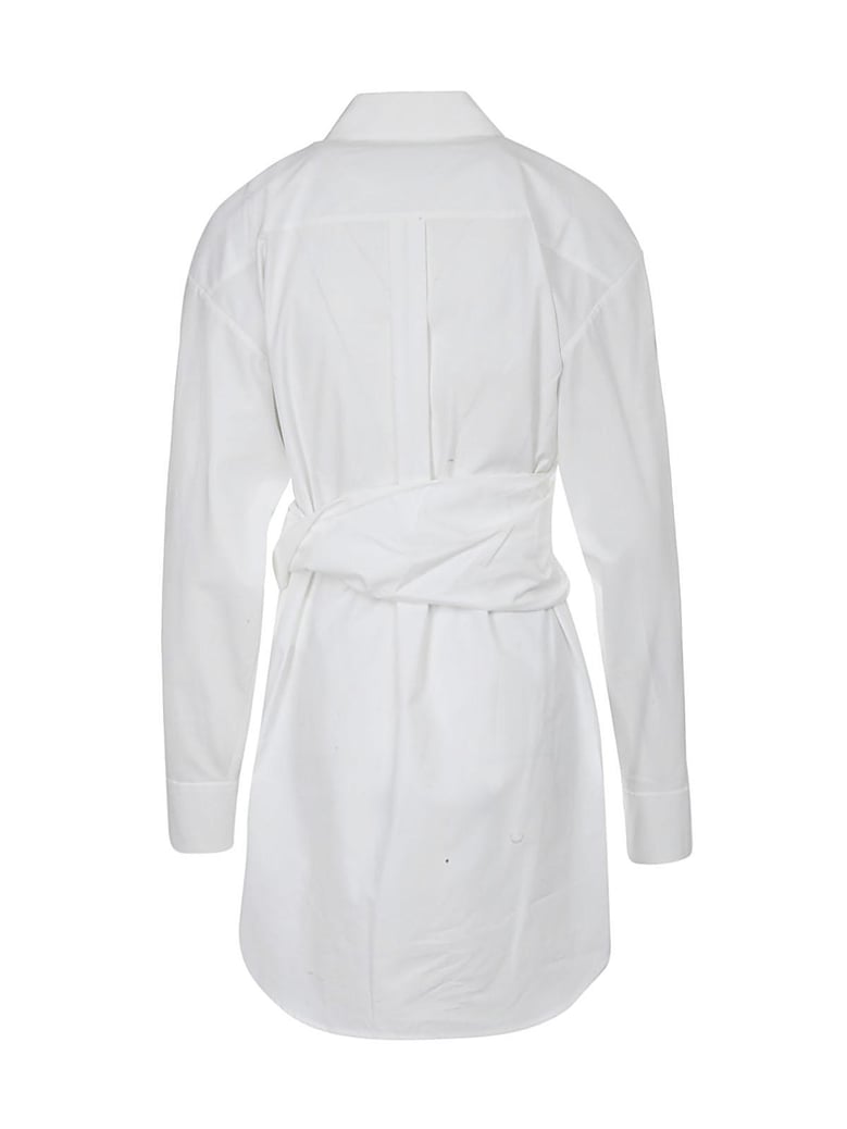 pulled shirt dress with back cummerbund by Selfnex