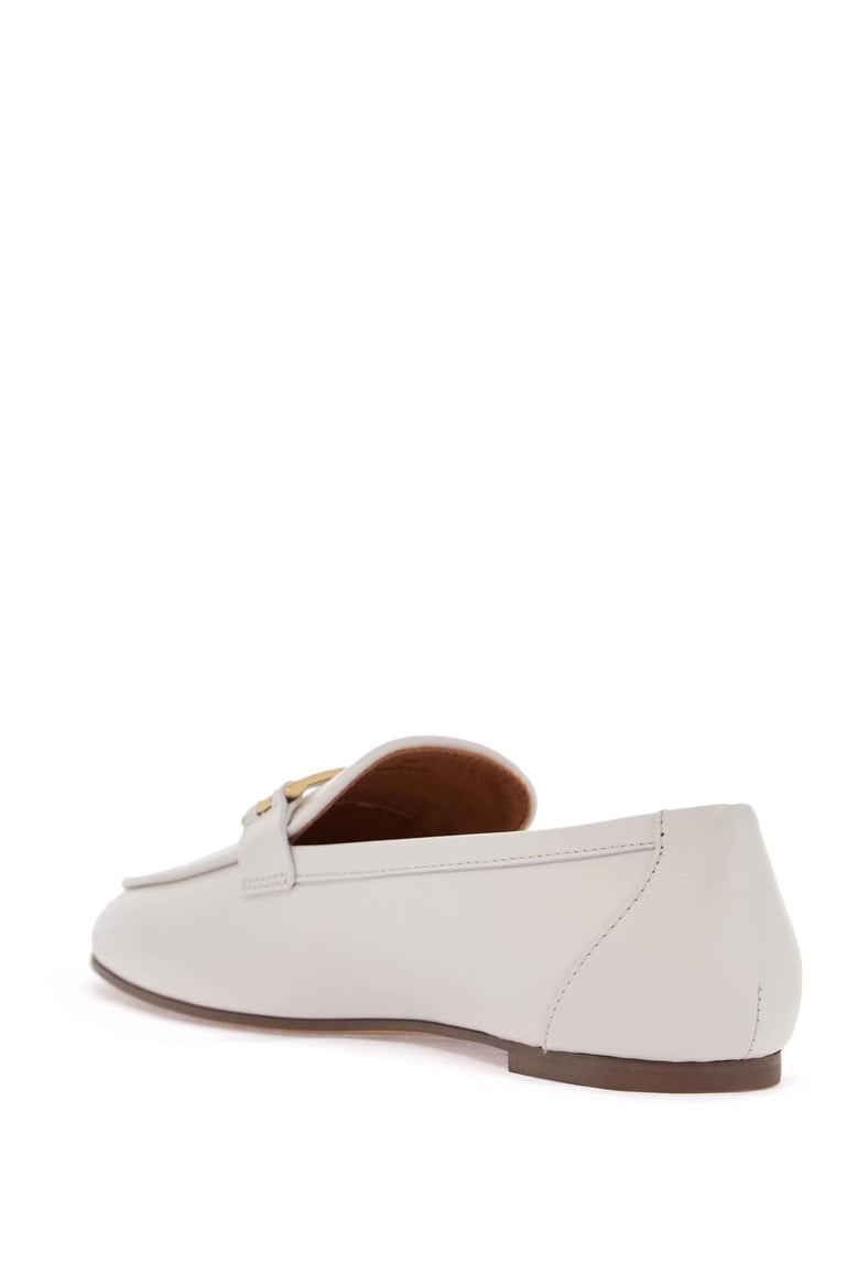 branded metal bar leather loafers by Selfnex