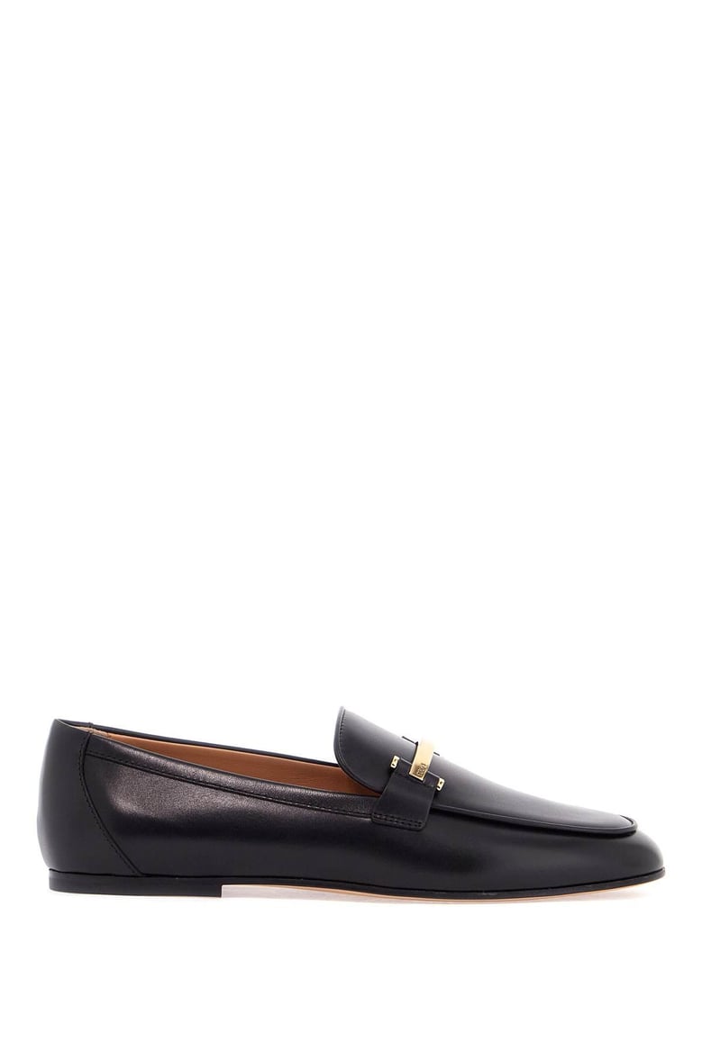 branded metal bar leather loafers by Selfnex