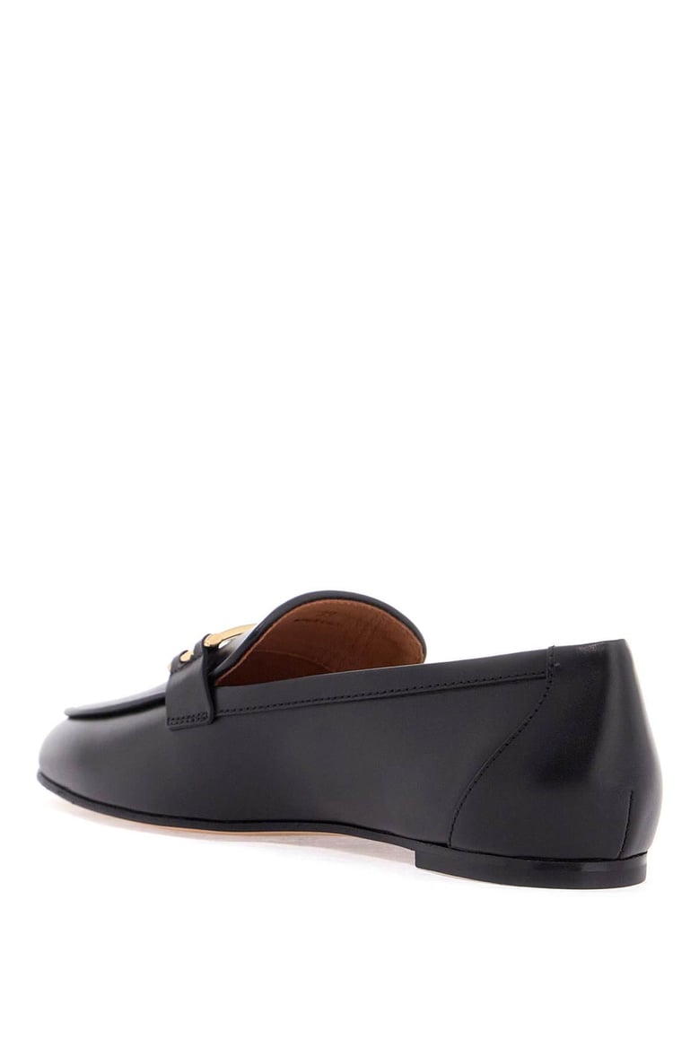 branded metal bar leather loafers by Selfnex