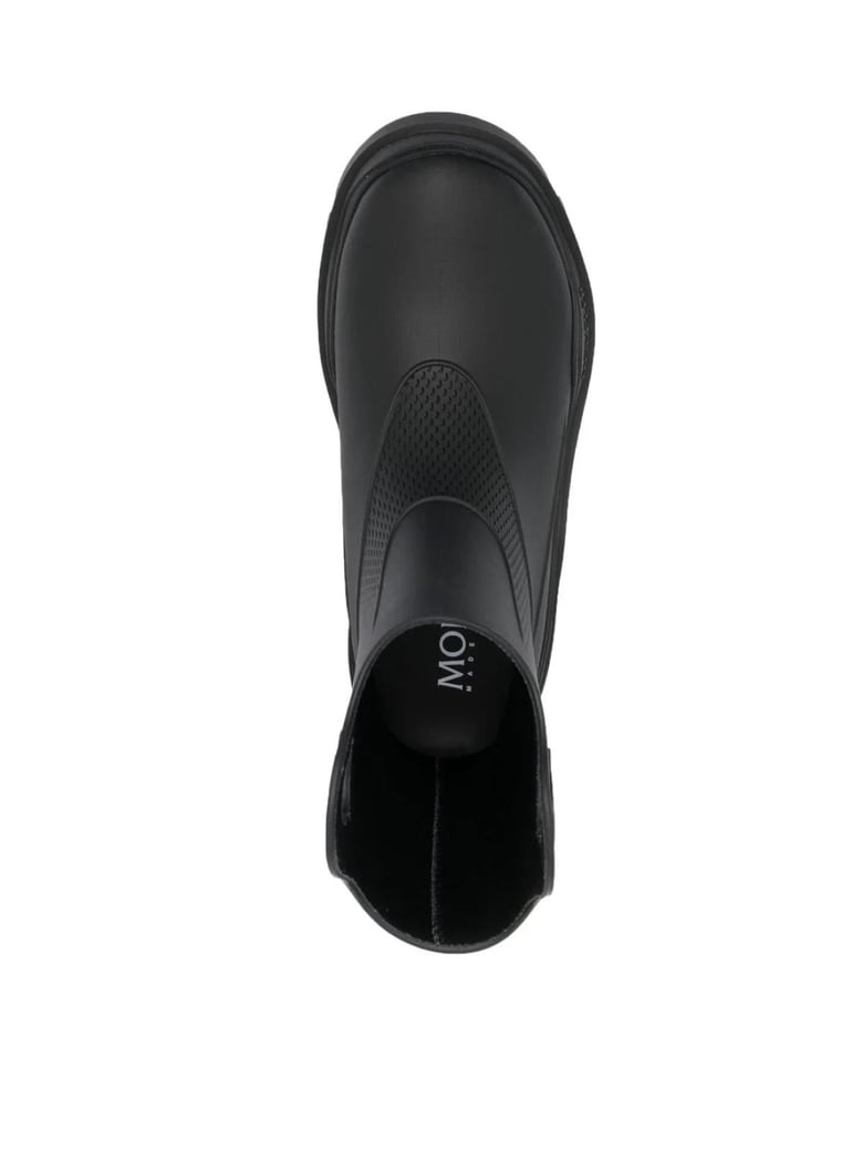 misty logo round toe rain boots by Selfnex