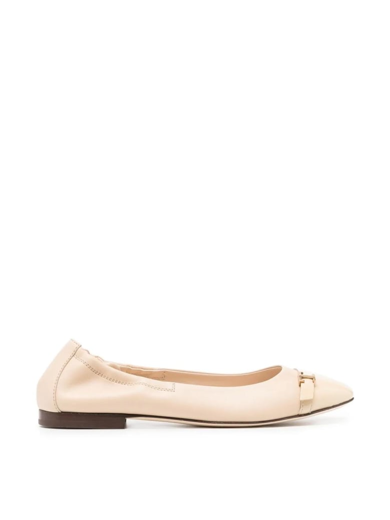 t logo strap leather ballerinas by Selfnex