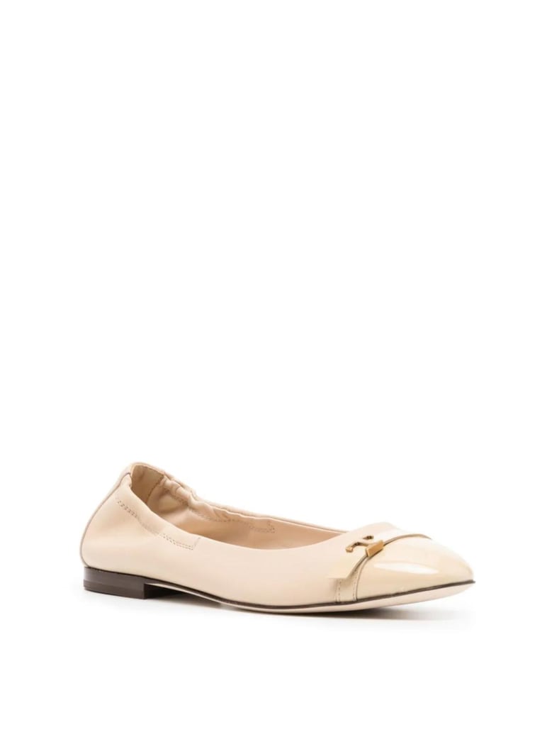 t logo strap leather ballerinas by Selfnex