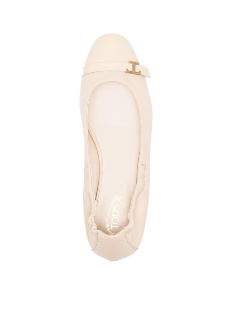 t logo strap leather ballerinas by Selfnex