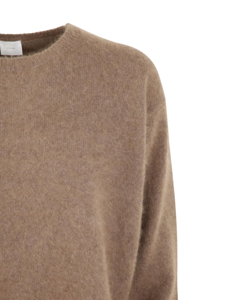 crew neck sweater with side slits by Selfnex
