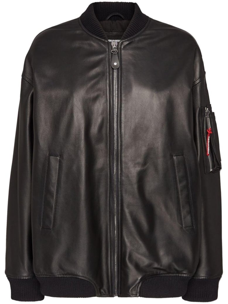 leather oversize bomber by Selfnex