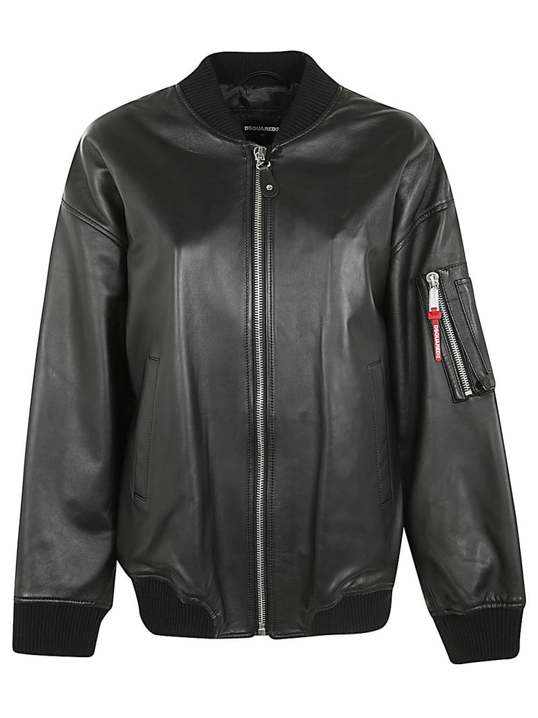 leather oversize bomber by Selfnex