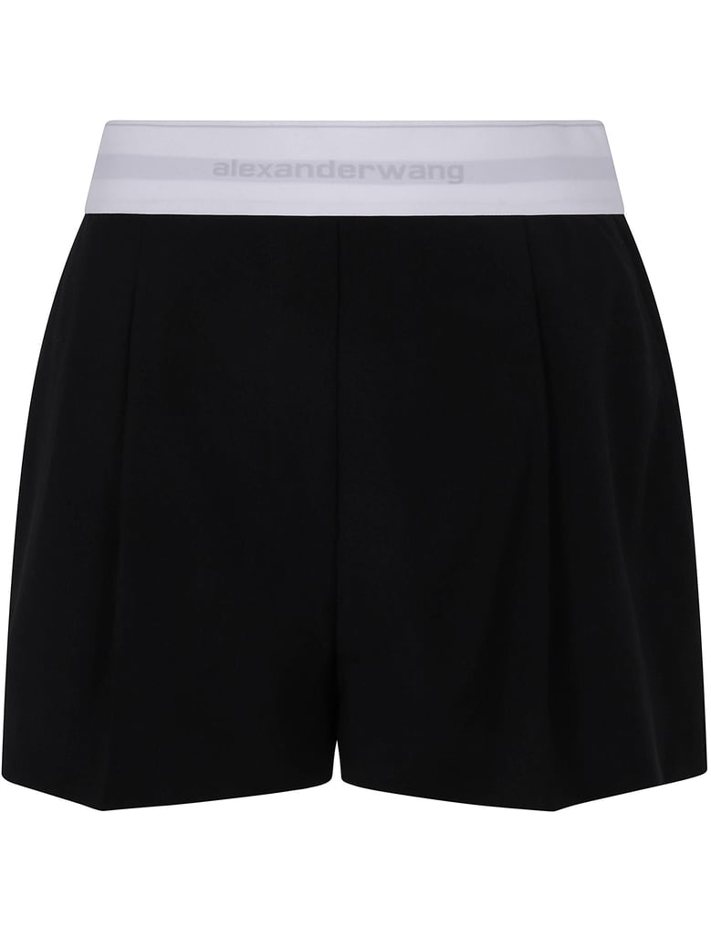 high waisted pleated short with logo elastic by Selfnex