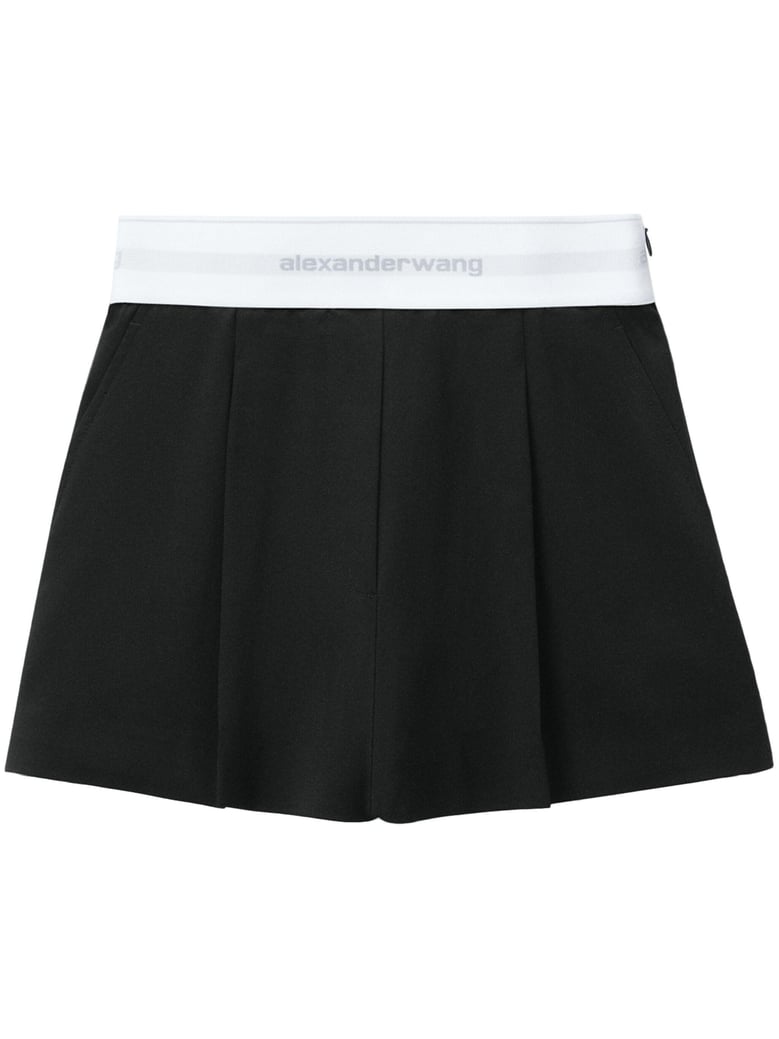 high waisted pleated short with logo elastic by Selfnex