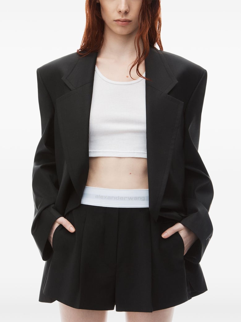 high waisted pleated short with logo elastic by Selfnex