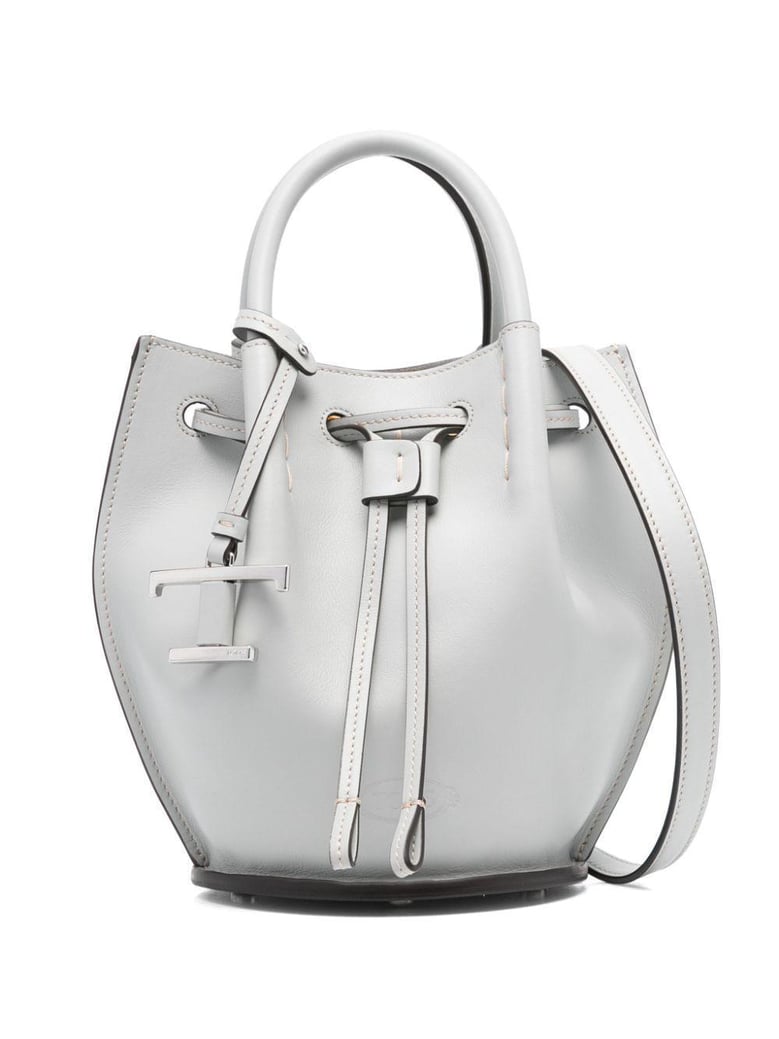 logo-charm leather mini bucket bag by Selfnex