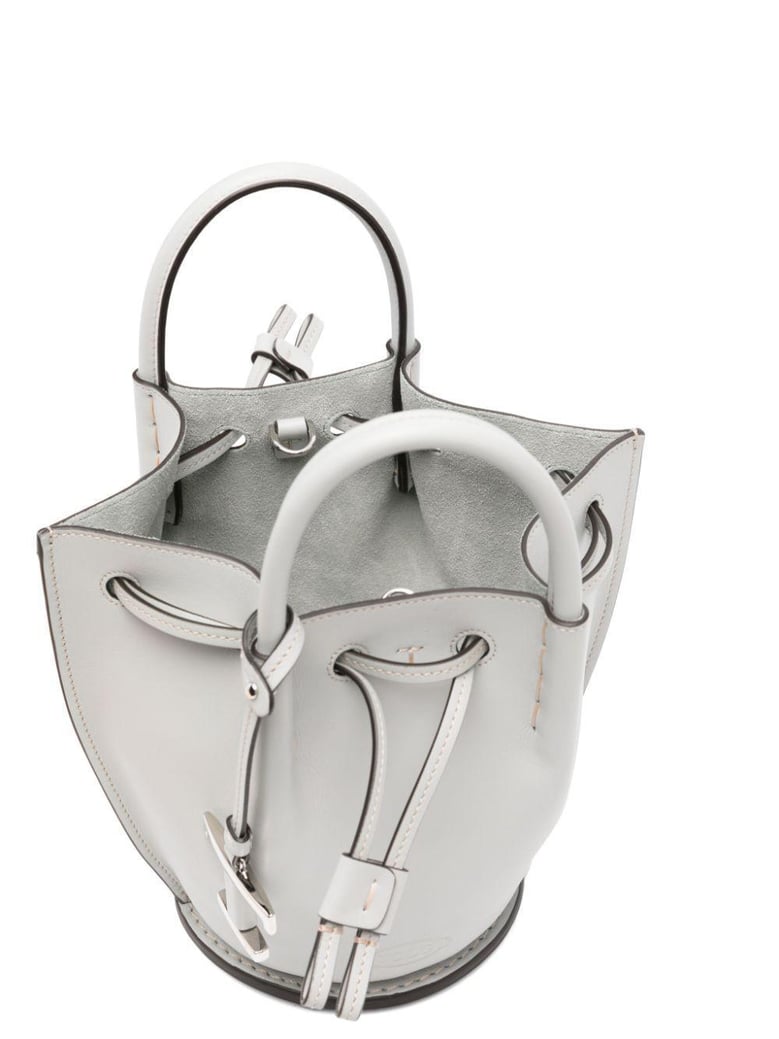 logo-charm leather mini bucket bag by Selfnex