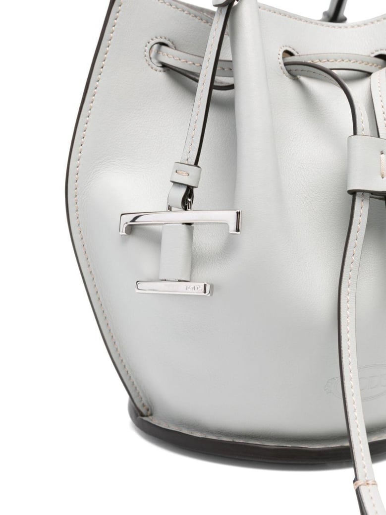 logo-charm leather mini bucket bag by Selfnex