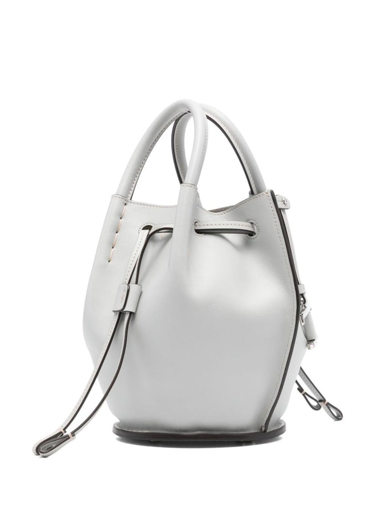 logo-charm leather mini bucket bag by Selfnex