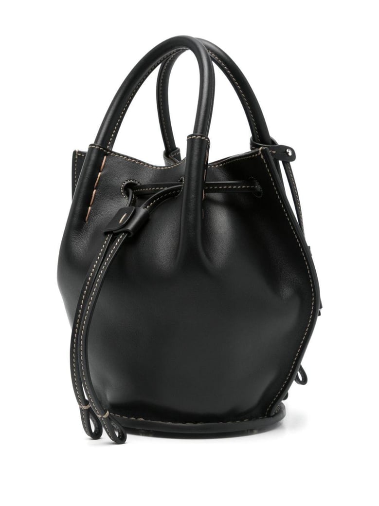 logo-charm leather mini bucket bag by Selfnex