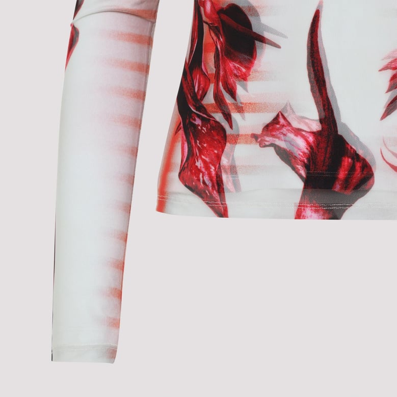 layered long sleeves top printed flower body morphing mariniere by Selfnex
