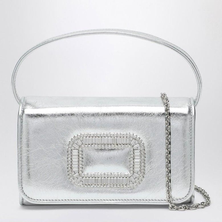 silver leather micro pilgrim bag by Selfnex