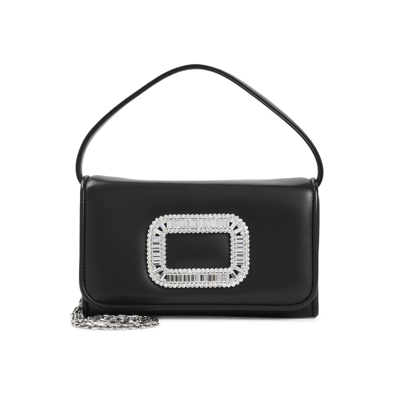 black leather micro pilgrim bag by Selfnex