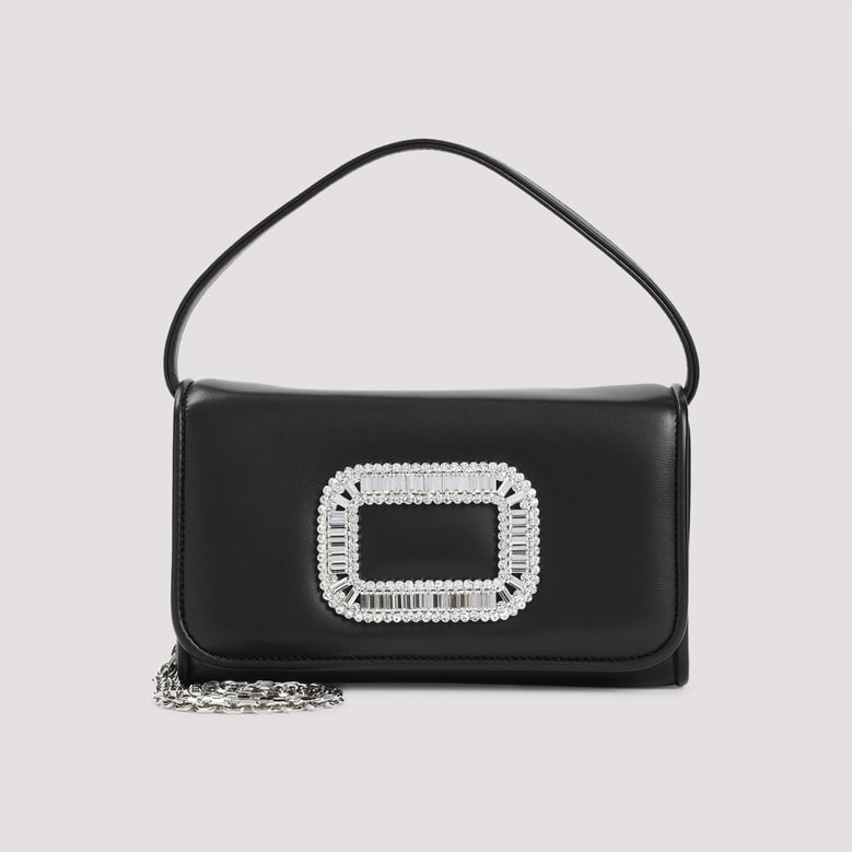 black leather micro pilgrim bag by Selfnex
