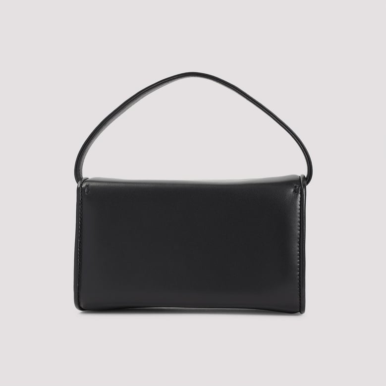 black leather micro pilgrim bag by Selfnex