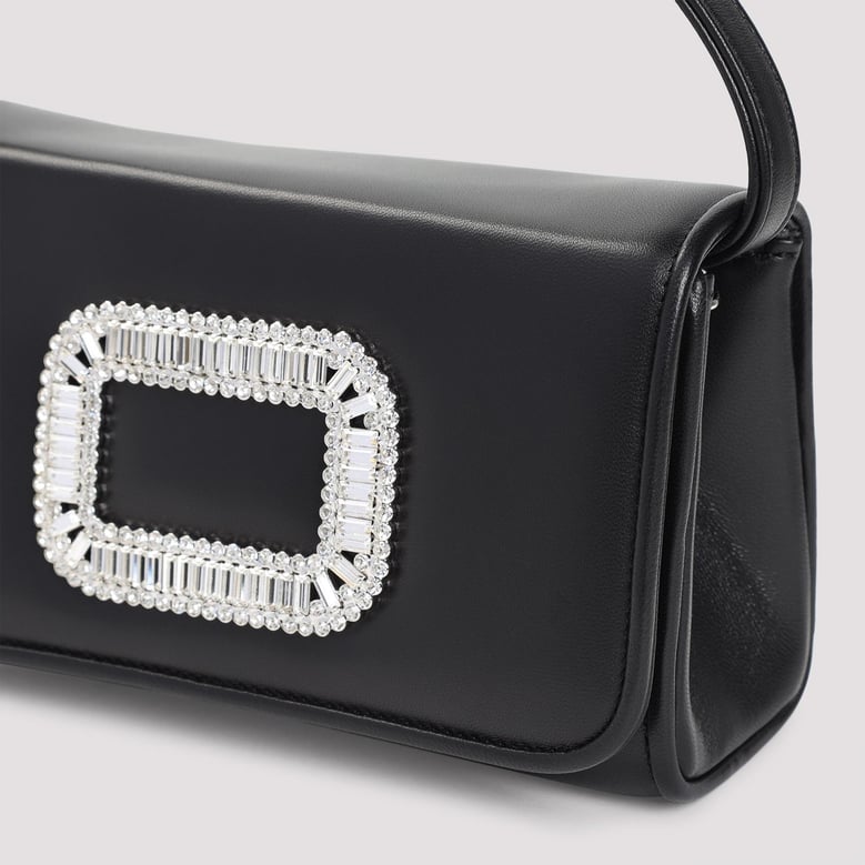 black leather micro pilgrim bag by Selfnex