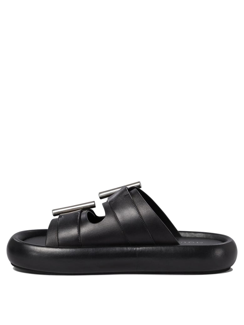 double buckle slip on sandals by Selfnex