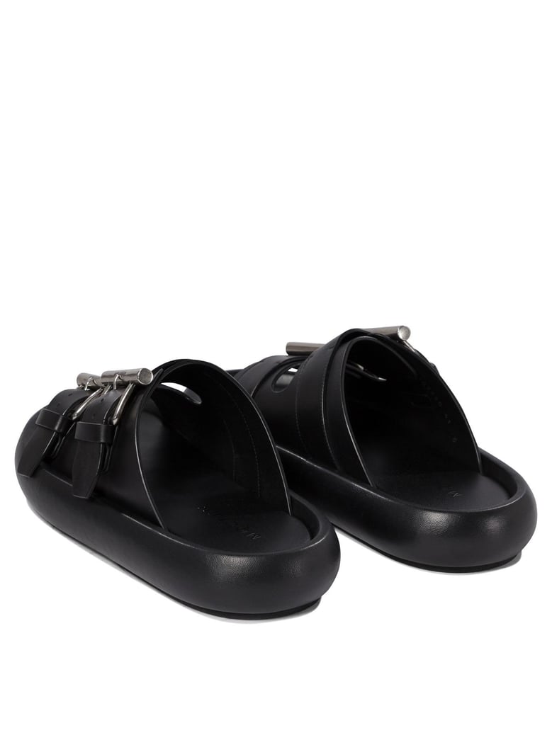double buckle slip on sandals by Selfnex