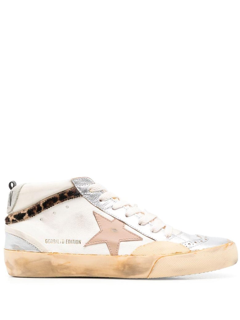 mid star sneaker silver beige leopard by Selfnex
