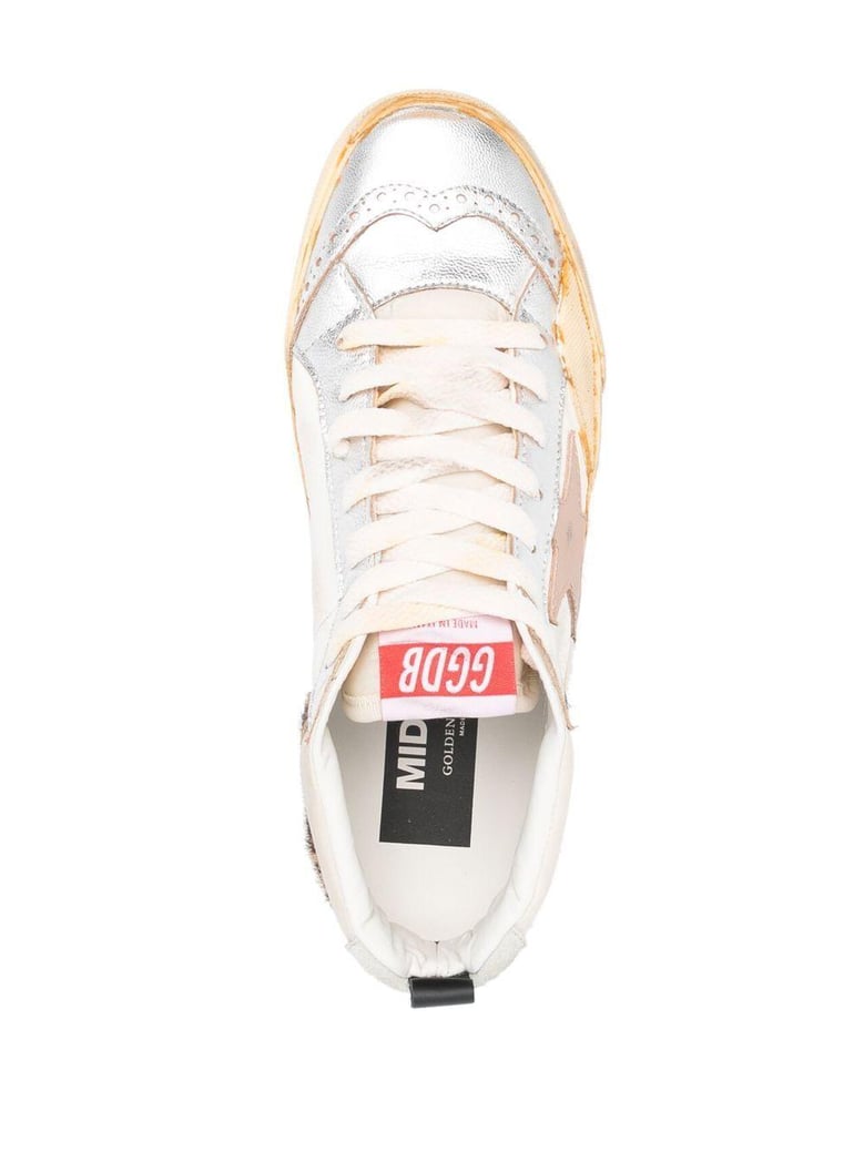 mid star sneaker silver beige leopard by Selfnex