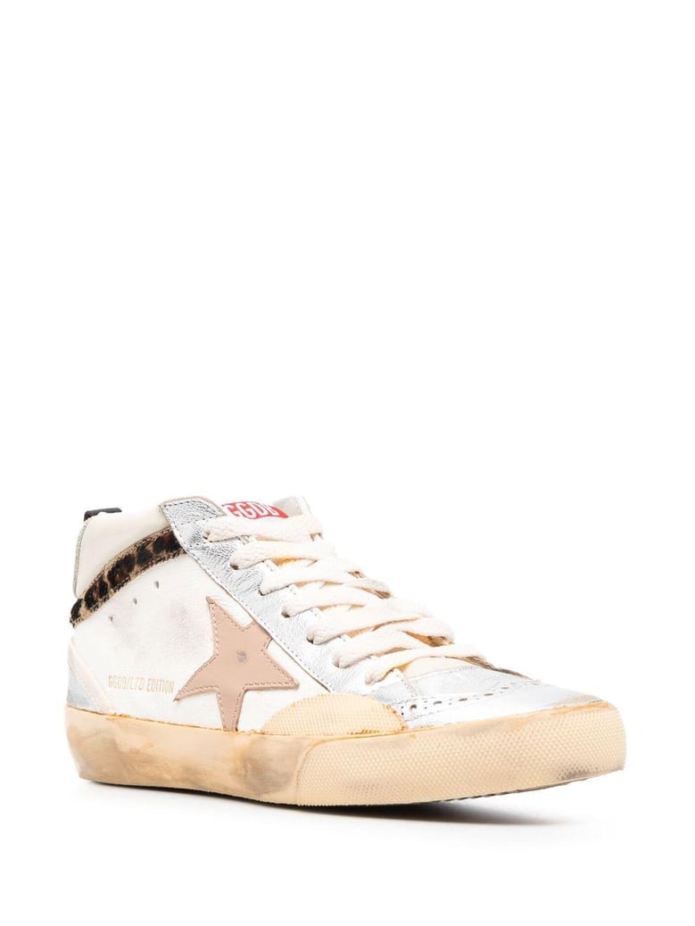 mid star sneaker silver beige leopard by Selfnex