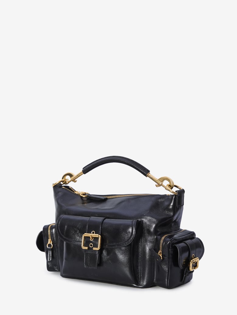 shiny leather camera bag by Selfnex