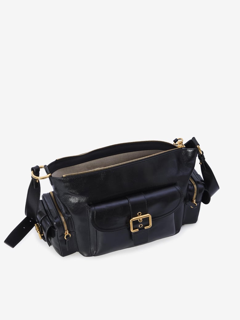 shiny leather camera bag by Selfnex