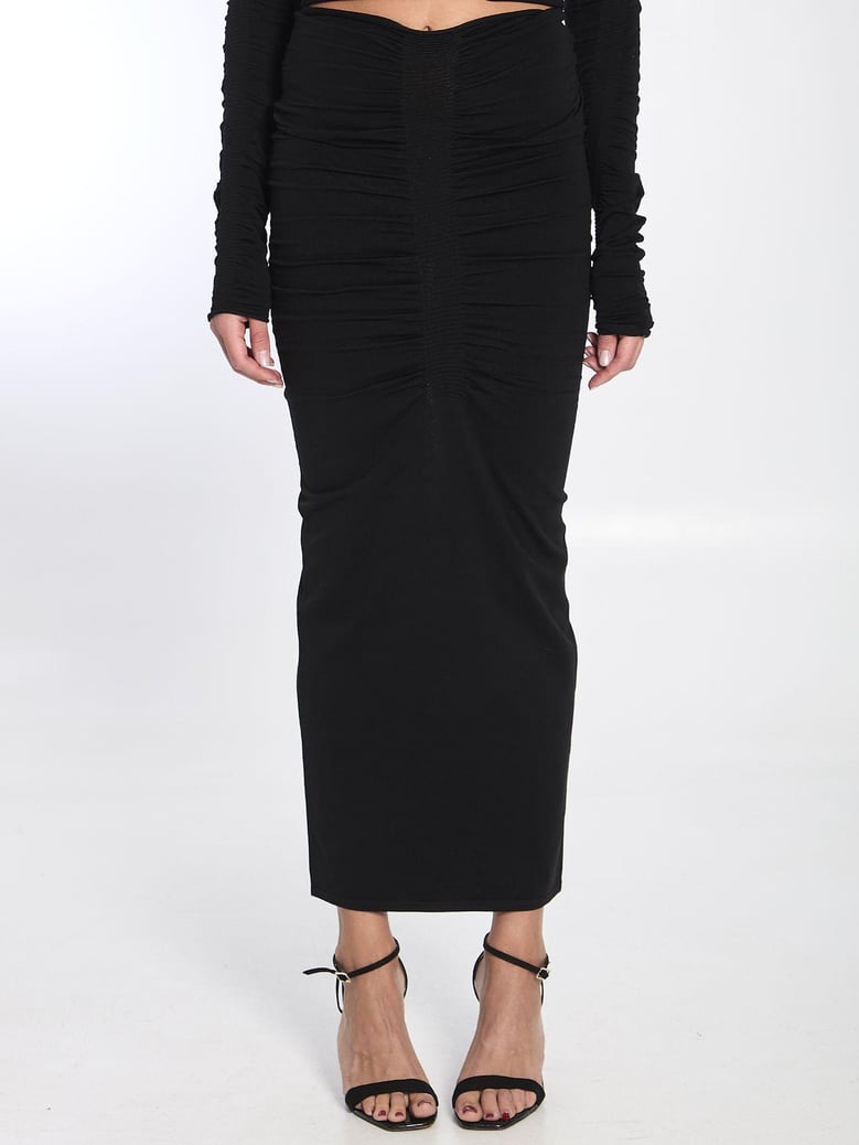 black stretch cupro blend skirt by Selfnex