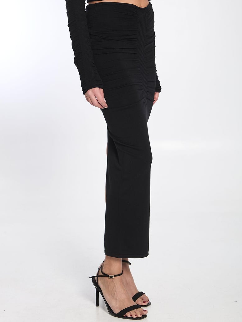 black stretch cupro blend skirt by Selfnex