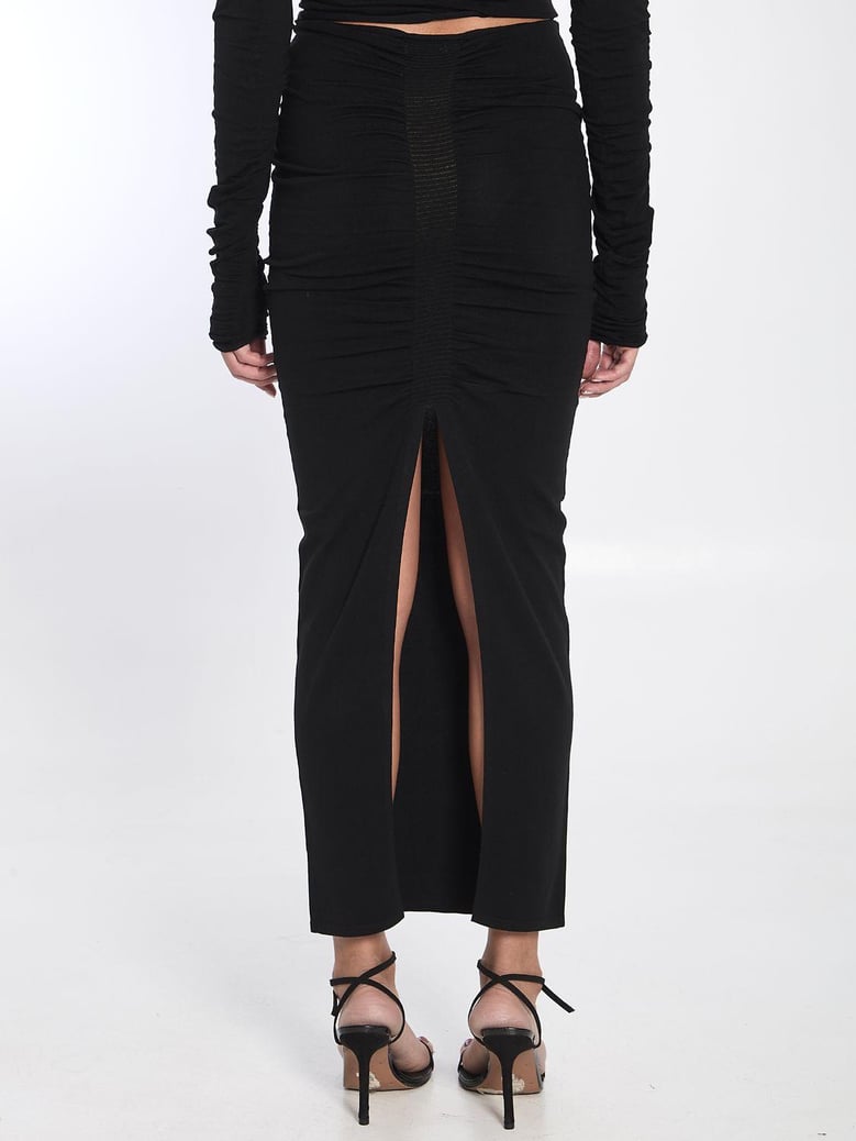 black stretch cupro blend skirt by Selfnex