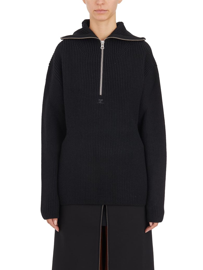 maglia a coste di lana con cappuccio by Selfnex