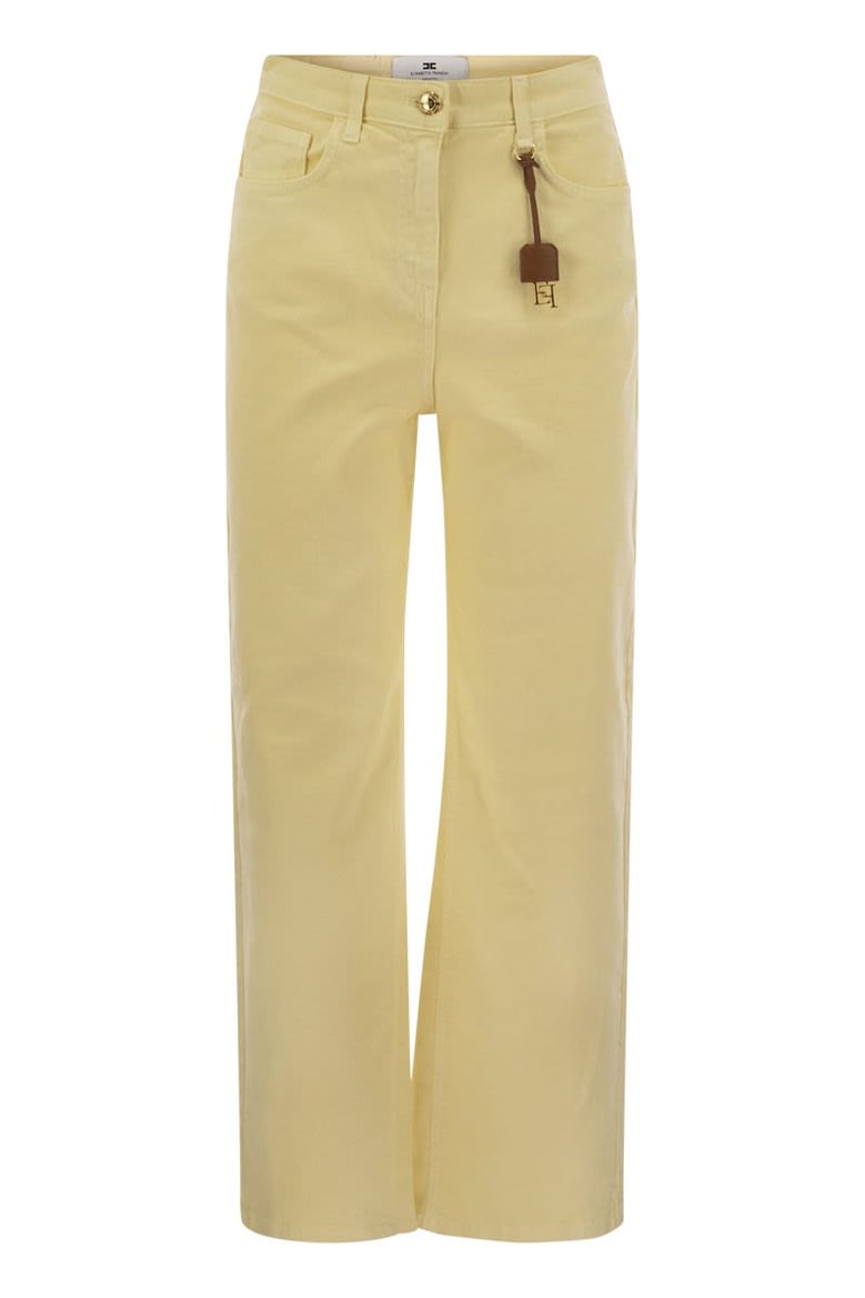 dyed cotton jeans with logo charm by Selfnex