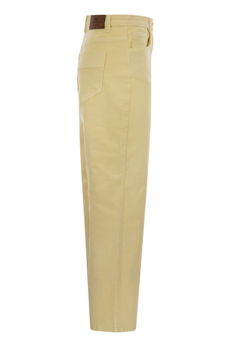 dyed cotton jeans with logo charm by Selfnex