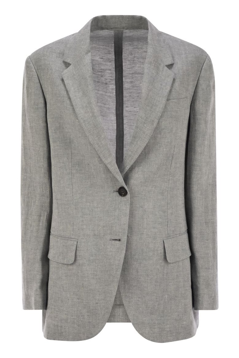 sparkling linen canvas jacket with jewellery by Selfnex