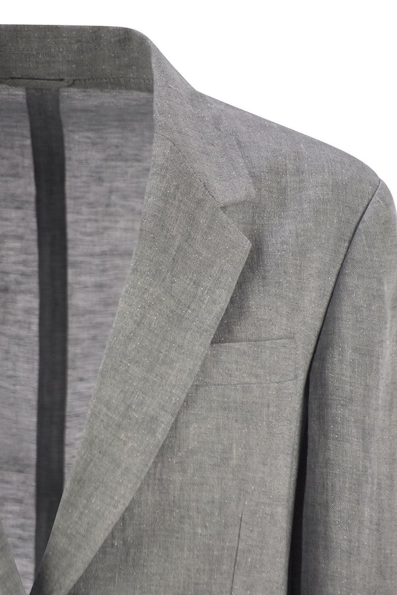 sparkling linen canvas jacket with jewellery by Selfnex
