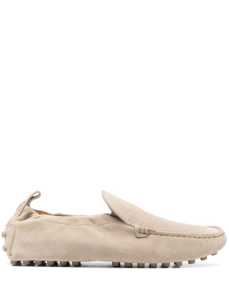 rubber curled suede loafers by Selfnex