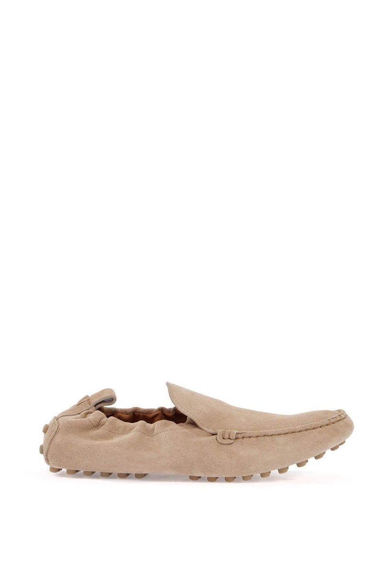 rubber curled suede loafers by Selfnex