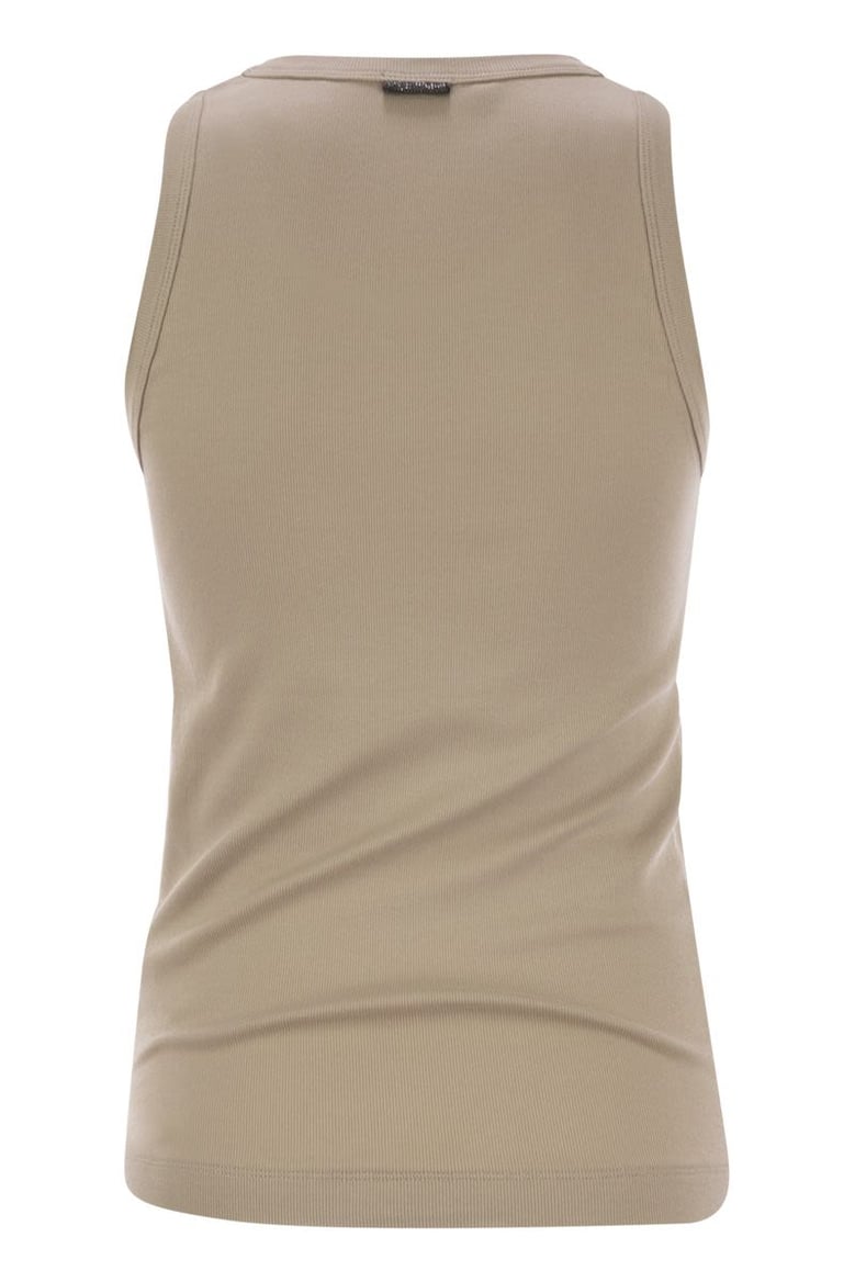 stretch cotton ribbed jersey top with monile by Selfnex