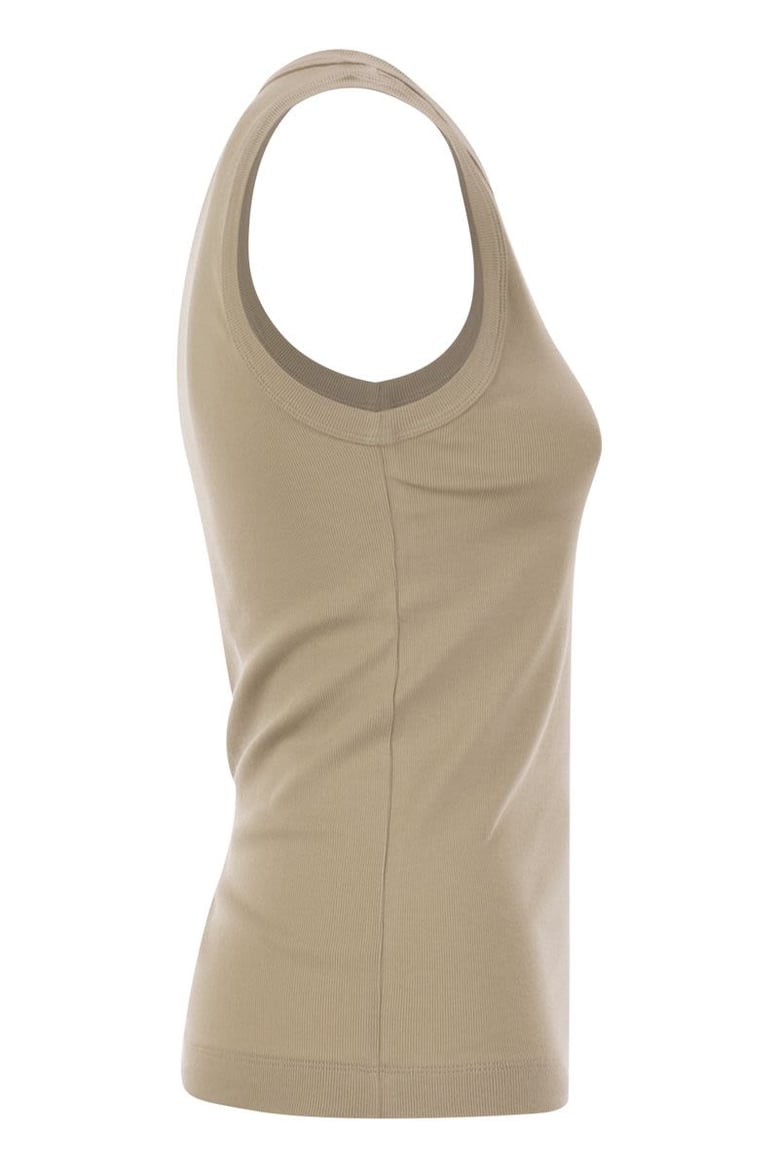 stretch cotton ribbed jersey top with monile by Selfnex