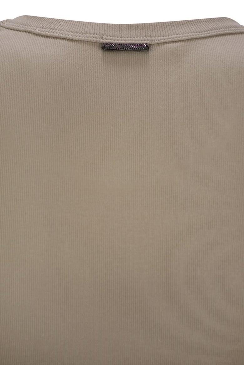 stretch cotton ribbed jersey top with monile by Selfnex
